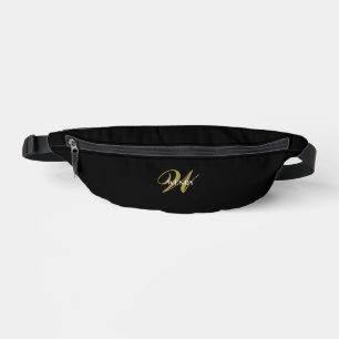 Benutzerdefinierte Gold-Schwarz-Monogramm l Stilvo Bauchtasche