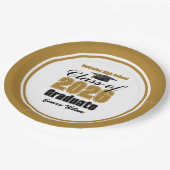 Benutzerdefinierte Gold-Schwarze Abschlussfeier de Pappteller (Schrägansicht)