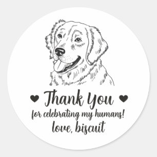 Benutzerdefinierte Golden Retriever-Hunde-Hochzeit Runder Aufkleber
