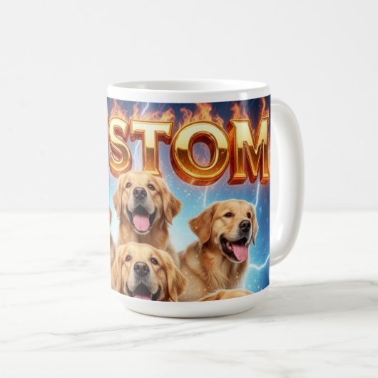 Benutzerdefinierte Golden Retriever Kosmische Blit Kaffeetasse (VorderseiteRechts)
