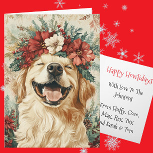 Benutzerdefinierte Golden Retriever Weihnachts-Blu Feiertagskarte