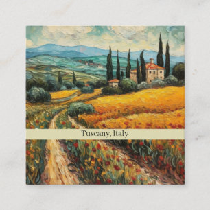 Benutzerdefinierte Golden Tuscany Wildblumen Lands Quadratische Visitenkarte