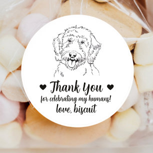 Benutzerdefinierte Goldendoodle-Hunde-Hochzeitsgun Runder Aufkleber