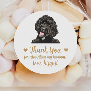 Benutzerdefinierte Goldendoodle-Hunde-Hochzeitsgun Runder Aufkleber