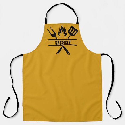 Benutzerdefinierte goldene Grillschürze Schürze (Vorderseite)