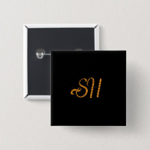 benutzerdefinierte Goldskriptinitialen schwarz Button
