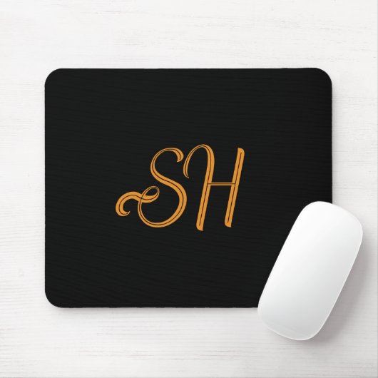 benutzerdefinierte Goldskriptinitialen schwarz Mousepad (Mit Mouse)