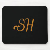 benutzerdefinierte Goldskriptinitialen schwarz Mousepad (Vorne)