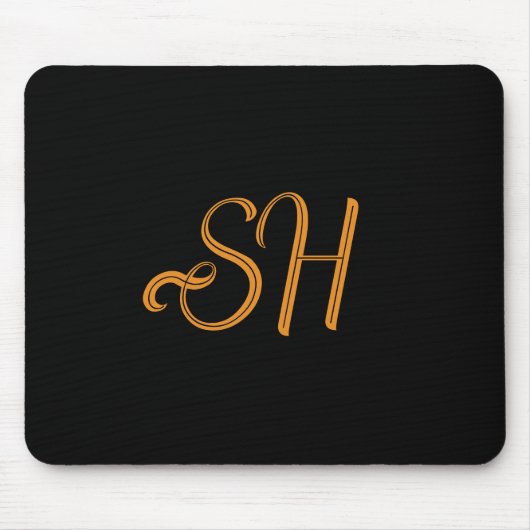 benutzerdefinierte Goldskriptinitialen schwarz Mousepad (Vorne)