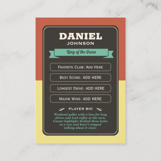 Benutzerdefinierte Golf-Handelskarte, Personalisie Telefonnummerkarte (Rückseite)