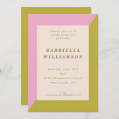 Benutzerdefinierte Graduierungspartei für rosa grü Einladung (Vorne/Hinten)