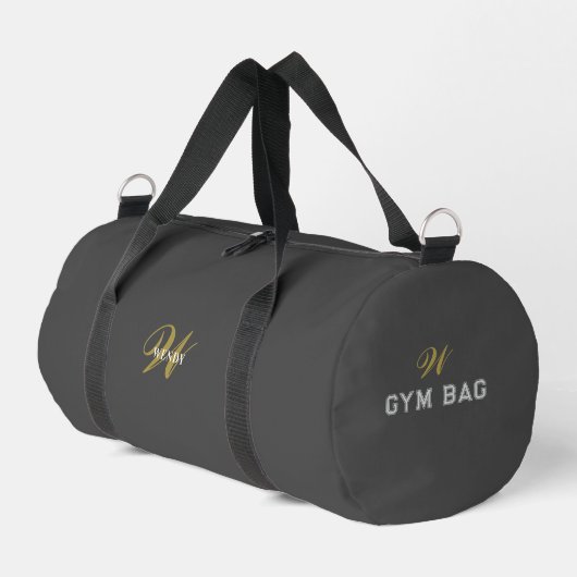 Benutzerdefinierte Grau-Schwarze Monogramm-Anfangs Duffle Bag (Linke Seite)
