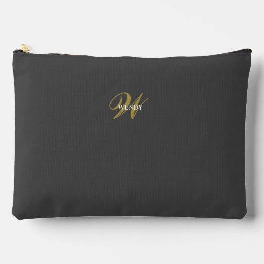 Benutzerdefinierte Grau-Schwarze Monogramm-Minimal Zubehörtasche (Vorderseite)