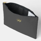 Benutzerdefinierte Grau-Schwarze Monogramm-Minimal Zubehörtasche (Offen)