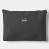Benutzerdefinierte Grau-Schwarze Monogramm-Minimal Zubehörtasche (Rückseite)