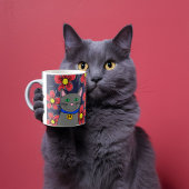 benutzerdefinierte graue Katze mit Blume personali Kaffeetasse