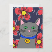 benutzerdefinierte graue Katze mit Blume personali Karte (Vorderseite)