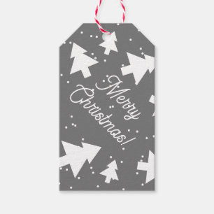Benutzerdefinierte graue und weiße Weihnachtsbaum- Geschenkanhänger