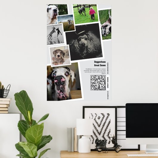 Benutzerdefinierte Great Dane Fotocollage Poster (Heimbüro)