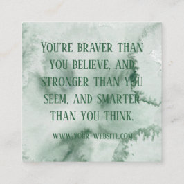 Benutzerdefinierte Green Wassercolor-Affirmationsk Quadratische Visitenkarte