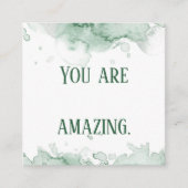 Benutzerdefinierte Green Wassercolor-Affirmationsk Quadratische Visitenkarte (Vorderseite)