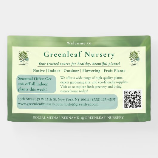 Benutzerdefinierte Greenleaf Nursery-Markenbildung Banner (Horizontal)
