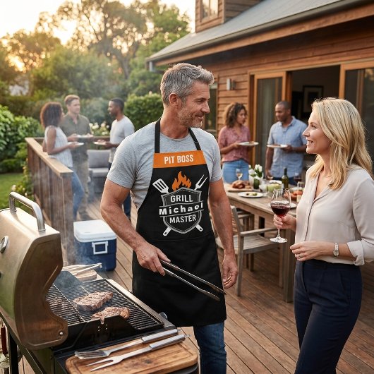 Benutzerdefinierte Grillmeister-Monogramm-Schürze Schürze
