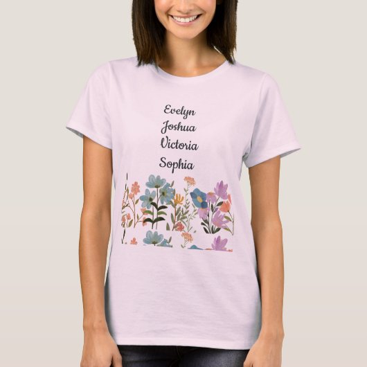 Benutzerdefinierte Großkinder Namen von Wildblumen T-Shirt (Vorderseite)