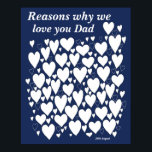Benutzerdefinierte Gründe, warum wir Ihnen Vater L Poster<br><div class="desc">Ein wunderschönes Geschenk für den Vater zum Geburtstag oder Vatertag. Sagen Sie ihm alle Gründe,  warum Sie ihn Liebe haben. Macht ein wunderbares Geschenk der Familie - oder nutzt es als Gästebuch bei seiner Geburtstagsparty.</div>