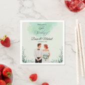 Benutzerdefinierte grüne Aquarell-Wedding-Fließend Serviette (Beispiel)