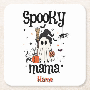 Benutzerdefinierte Gruselige Mama Halloween – Geis Rechteckiger Pappuntersetzer