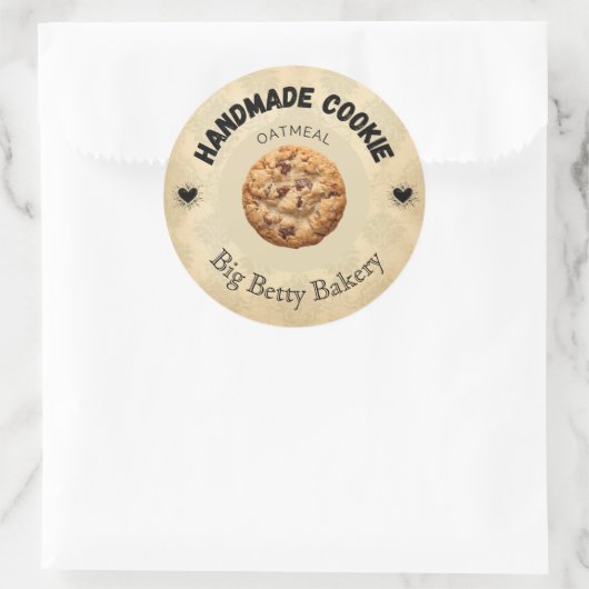 Benutzerdefinierte Hafermehl-Cookie-Labels | Perso Runder Aufkleber (Tasche)