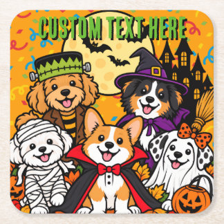Benutzerdefinierte Halloween-Frankenstein-Hexe-Vam Rechteckiger Pappuntersetzer
