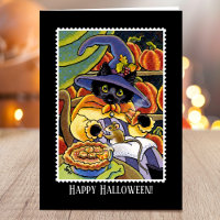 Benutzerdefinierte Halloween-Hexenkatze-Maus-Karte
