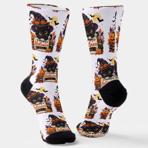 Benutzerdefinierte Halloween-Katzensocken, Geschen Socken