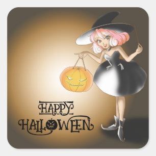 Benutzerdefinierte Halloween süße gruselige skurri Quadratischer Aufkleber