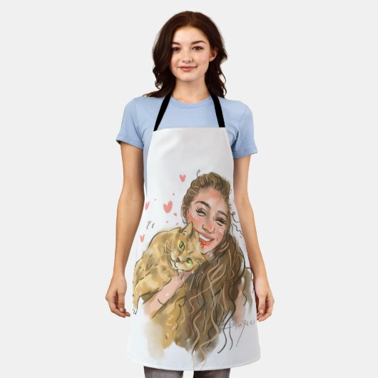 Benutzerdefinierte Hand - Gezeichnet Portrait-Schü Schürze (Getragen)