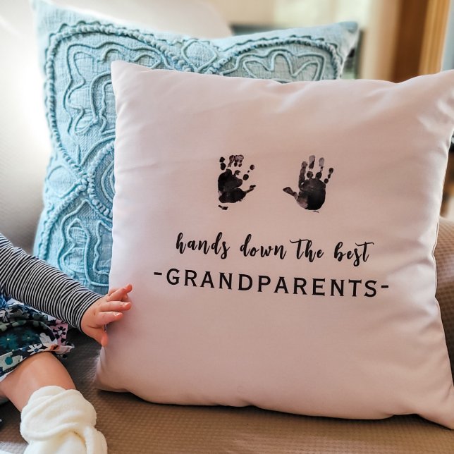 Benutzerdefinierte Handdrucke Beste Großeltern Kissen