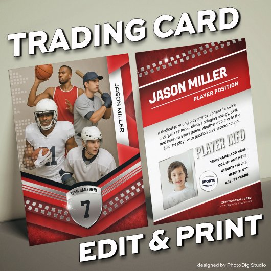 Benutzerdefinierte Handelskarte, Red Silver Sport Telefonnummerkarte