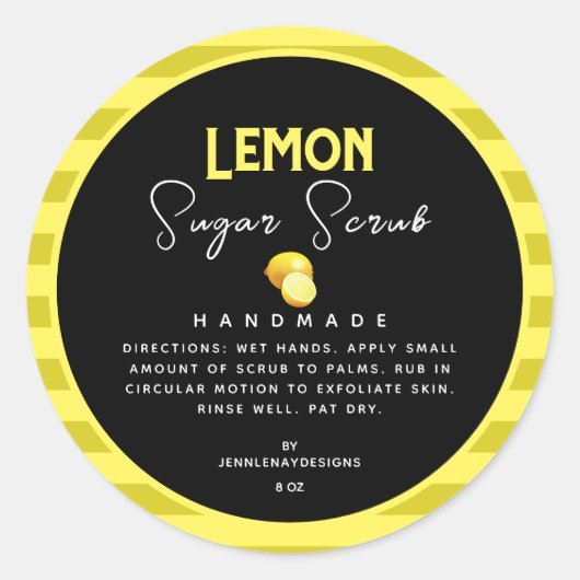 Benutzerdefinierte handgefertigte Lemon Sugar Scru Runder Aufkleber (Vorderseite)