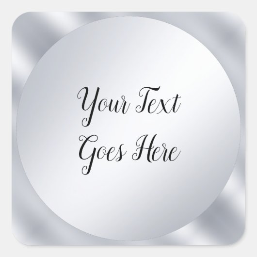 Benutzerdefinierte, handgeschriebene Silver Look E Quadratischer Aufkleber (Vorderseite)