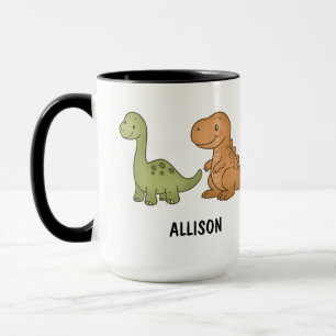 Benutzerdefinierte handgezeichnete süße bunte Dino Tasse