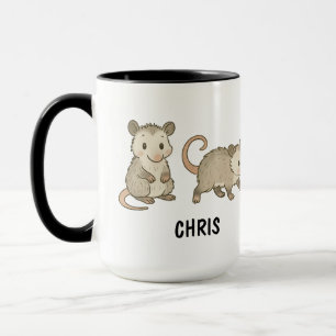 Benutzerdefinierte handgezeichnete süße Opossum-Ka Tasse