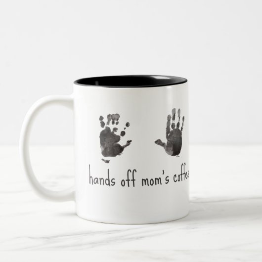 Benutzerdefinierte Handprints Funny Mama Zweifarbige Tasse (Links)