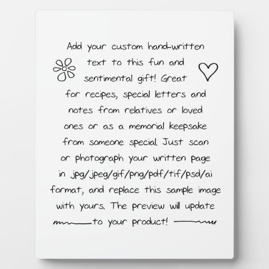 Benutzerdefinierte Handschrift Fotoplatte (Vorderseite)