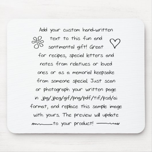 Benutzerdefinierte Handschrift Mousepad (Vorne)