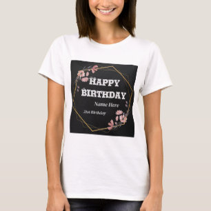 Benutzerdefinierte Happy Birthday Text Bild Wünsch T-Shirt
