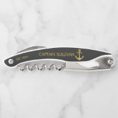 Benutzerdefinierte Hausbar-Monogramm Schwarz Gold Kellnermesser (Rückseite)