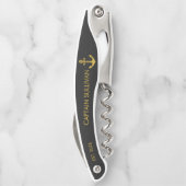 Benutzerdefinierte Hausbar-Monogramm Schwarz Gold Kellnermesser (Rückseite)