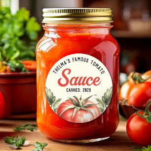 Benutzerdefinierte hausgemachte Tomatensauce-Konse Runder Aufkleber